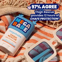 Portable balm-stick against bra-line irritation and strap chafe.