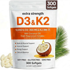 Megacephalus ELVERA bottle front shows all-in-one D3 K2 magnesium softgels for daily use.