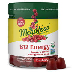 MegaFood B12 Energy Gummies cranberry bottle packaging for daily energy support