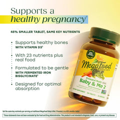 MegaFood Baby & Me 2 label highlights real-food ingredients and choline content