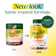 MegaFood C Defense tangy citrus gummies, family-friendly vitamin C for everyday wellness.