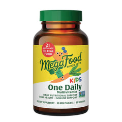 MegaFood Kids One Daily multivitamin bottle showing convenient daily tablet for kids