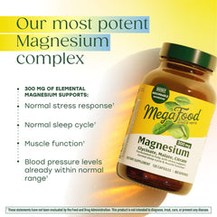 MegaFood Magnesium capsules pouring into a glass for daily use