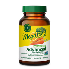 MegaFood Multi for Women 55+ bottle promoting daily wellness.