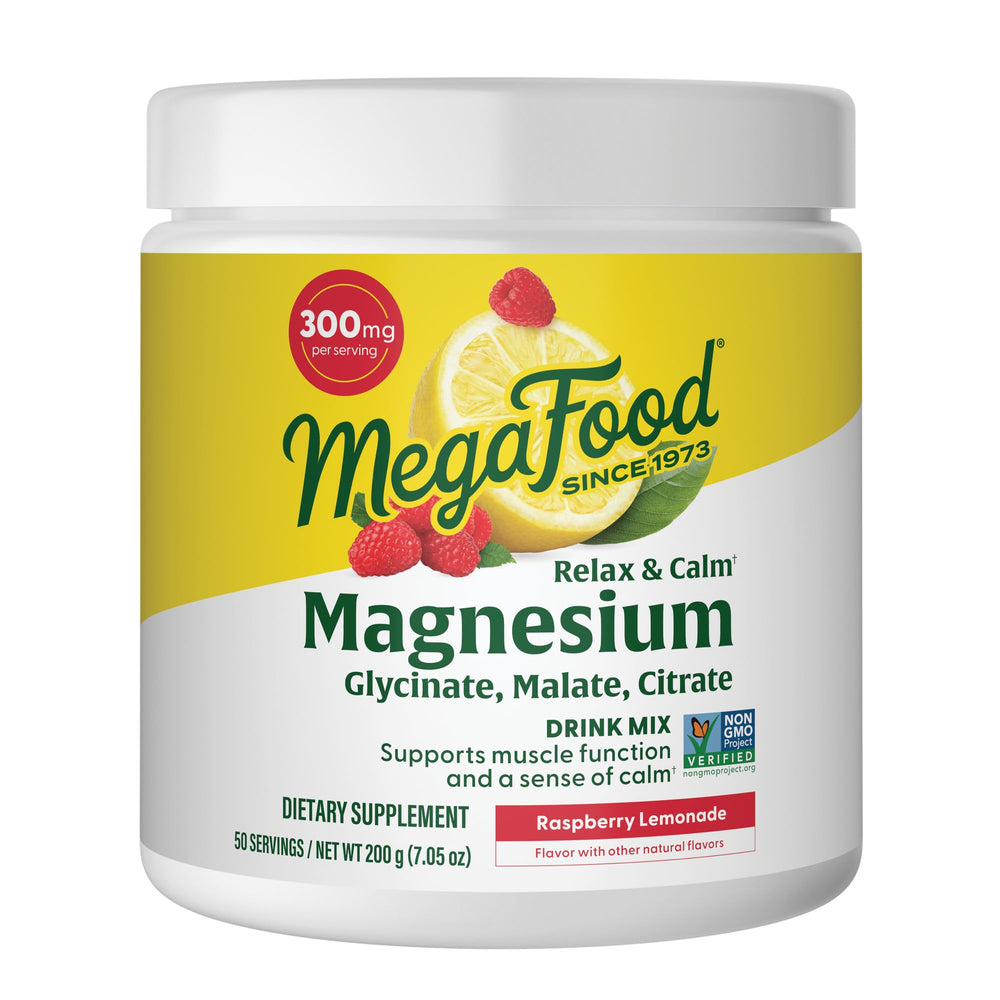 MegaFood Relax + Calm bottle pour for daily magnesium support