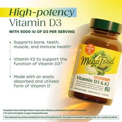 MegaFood Vitamin D3 K2 capsules, vegetarian-friendly daily vitamin