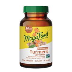 MegaFood Whole Body Turmeric bottle showing high-strength formula for daily wellness