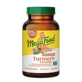 MegaFood Whole Body Turmeric Curcumin bottle front highlights 475 mg curcuminoids per serving.