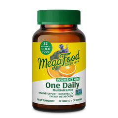MegaFood Women 40+ multivitamin bottle for daily wellness support.