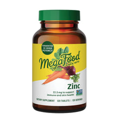 MegaFood Zinc bottle front view for convenient daily immune support.