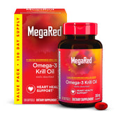 Megared Antarctic krill oil bottle with 130-count softgels for daily use.