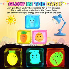 Meijoy glow-in-the-dark eggs stress ball featuring bunny mochi for sensory fun.