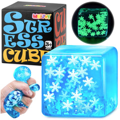 Meijoy Stress Cube with glow snowflakes for calming sensory play in any room.