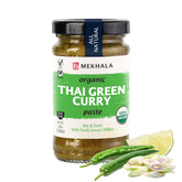 Mekhala organic Thai green curry paste jar closeup for rich flavor
