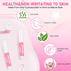 MEKK Nail Glue dries transparent for crystal-clear finish