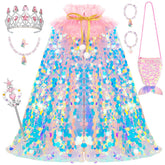 Meland princess dress up mermaid cape radiates pink sparkle for pretend play