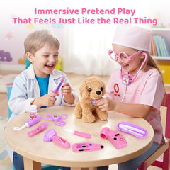 Meland dog toy joins caring doctor role-play sessions.