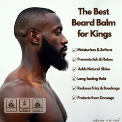Melanin Kings beard balm on beard demonstrating softness after use