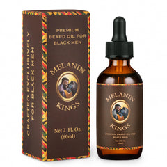 Melanin Kings Beard Oil bottle with Kenyan sandalwood scent for hydrated beard