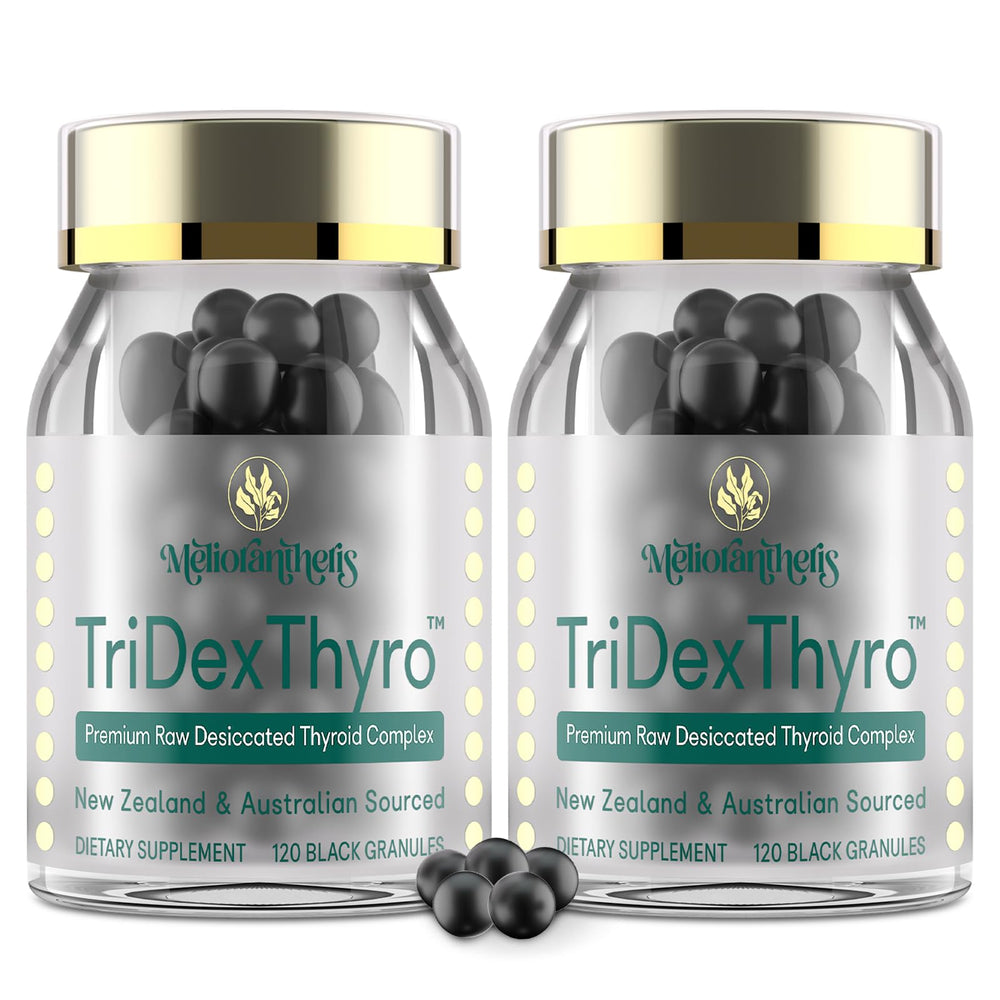 Meliorantheris TriDexThyro bottle for daily thyroid balance.