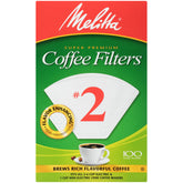 Melitta Cone Filters #2 in white, 100-count pack for clean 2-6 cup brews.
