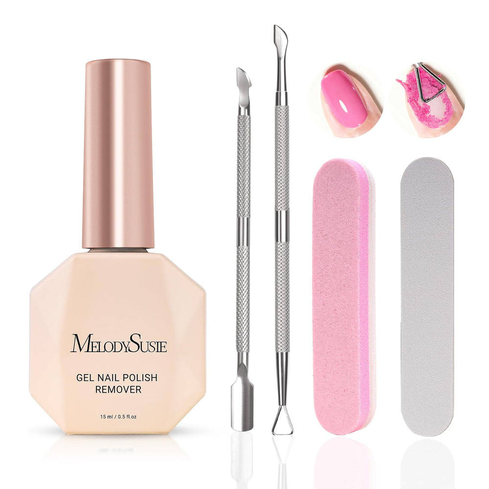 MelodySusie gel remover bottle ready for at‑home polish removal