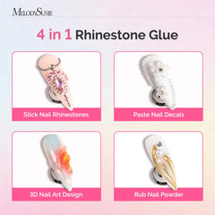 MelodySusie rhinestone glue application on nails creates 3D accents.