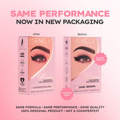 Menela Eyebrow Henna Tint Kit ingredients highlight 2.5g henna and fixer for color