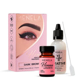 Menela Eyebrow Henna Tint Kit packaging shows easy at-home use