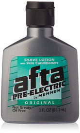 Mennen Afta Pre-Electric Lotion bottle pour shows easy, non-greasy application for a smoother shave