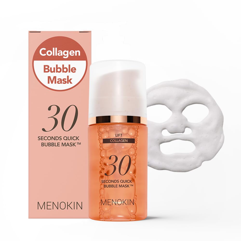 MENOKIN bubble mask pour activates foamy micro-bubbles for a refreshing cleanse.