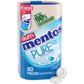 Mentos Pure Fresh Gum bottle front showing mint flavor for quick refresh