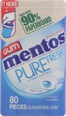 Mentos Pure Fresh packaging highlights 90% paperboard material and recyclability