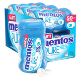 Mentos Pure Fresh gum bottle on desk for long-lasting mint flavor