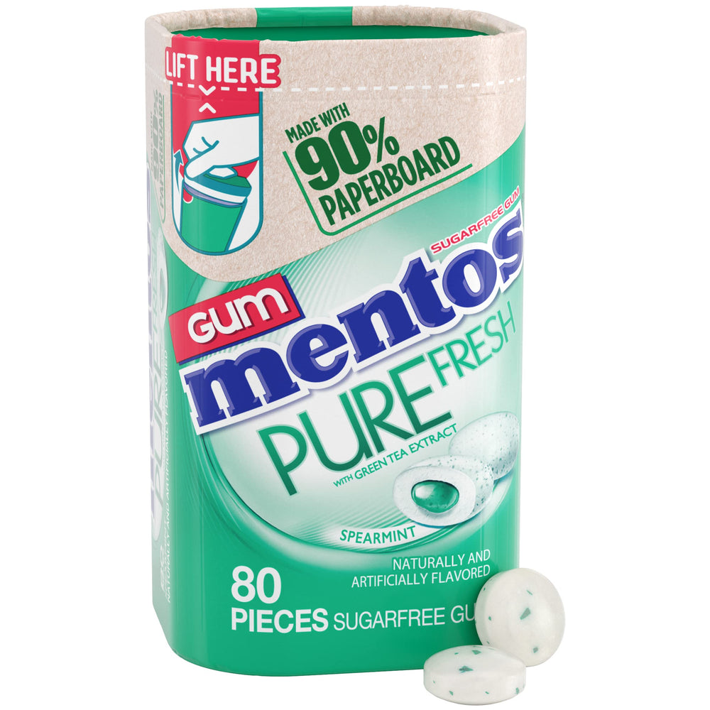 Mentos Pure Fresh sugar-free gum bottle for on-the-go breath refresh