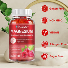MENXI Magnesium Gummies vegan badge emphasizing clean, non-GMO ingredients.