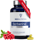Meo Nutrition Berberine 1200mg bottle front promotes metabolic wellness with high-potency formula