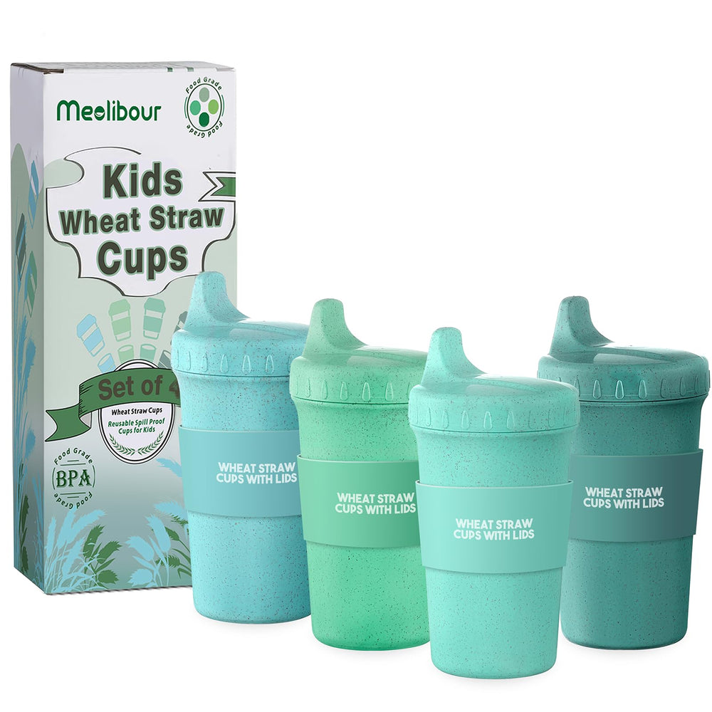 Meolibour wheat straw sippy cup spill-proof for mess-free meals