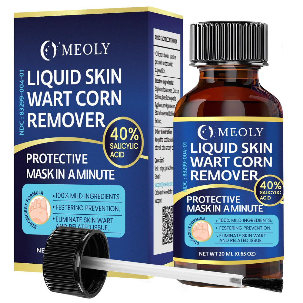 MEOLY fast-acting wart remover bottle for plantar warts provides quick surface treatment.