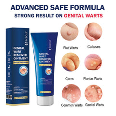 MEOLY genital wart remover cream texture photo demonstrates smooth ointment ready to apply.