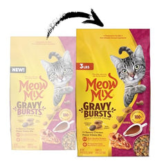 Meow Mix Gravy Bursts chicken flavor pockets delivering savory thrills