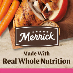 Merrick small-breed kibble close-up designed for easy chewing