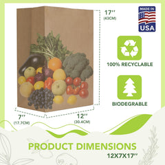 MESHA 100-pack paper grocery bags with large capacity for shopping trips