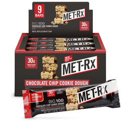 MET-Rx Big 100 Bar pack on shelf for on-the-go protein.