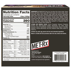MET-Rx Big 100 Granola Bar nutrition panel closeup with vitamins