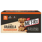 MET-Rx Big 100 Granola Bar front view showing the peanut butter chocolate chip flavor for on-the-go protein