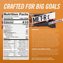MET-Rx Big 100 Peanut Butter Pretzel bar, ingredients view, notable vitamins and minerals.