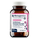 Metagenics HerWellness Recharge Overnight bottle for relaxation support.