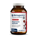 Metagenics Magnesium Glycinate bottle front; promotes restful sleep and calm energy.