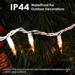 Meteds IP44 waterproof white-wire lights for indoor and outdoor use.